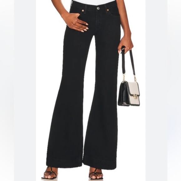 NWT RE/DONE 70s Mid Rise Bell Bottom Flare Black Denim Jeans 31 - Picture 2 of 10